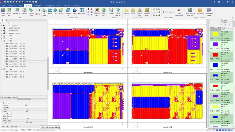 Imbrication des pièces plasma