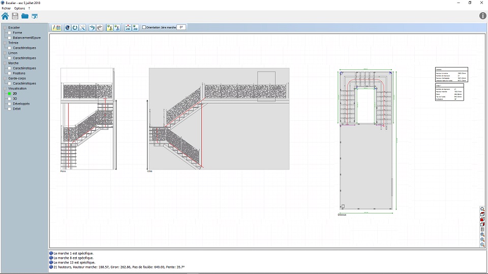 Escalier : conception avec des fonctionnalités dédiées