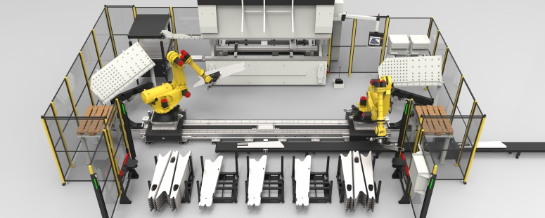 Ligne de pliage robotisée JEAN PERROT, avec deux robots de pliage